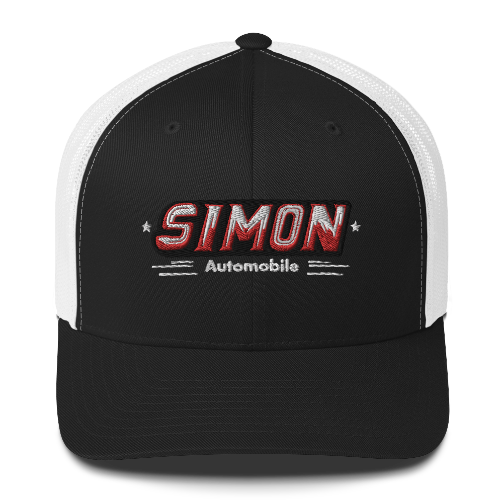 Bestickte Trucker-Cap im Simon Automobile Design Schwarz/Weiß